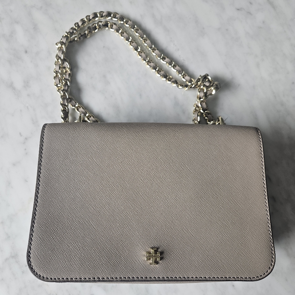 Tory Burch Taupe Crossbody with Chain Strap - Emerson